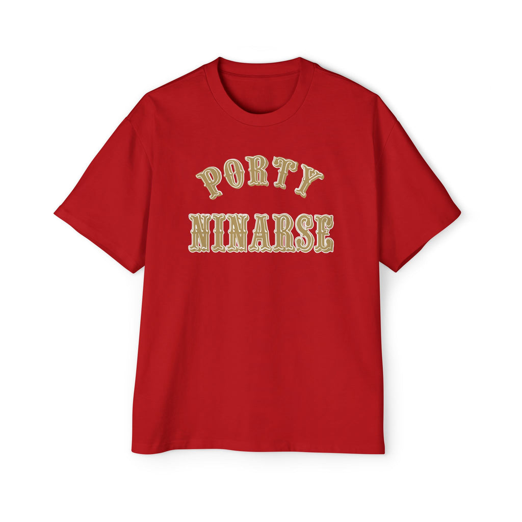 Vintage Red & Gold Oversized Cotton Heavy Tee