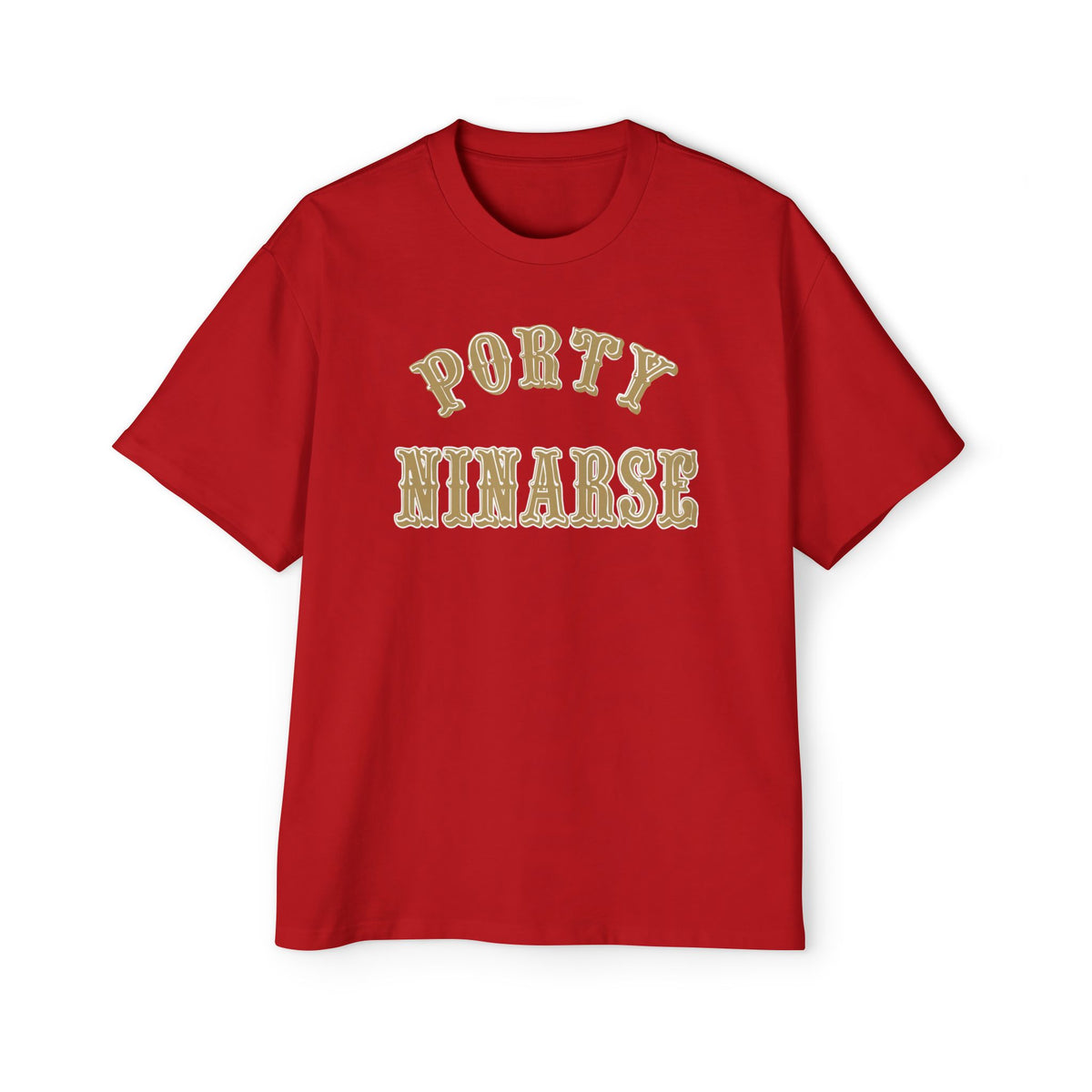 Vintage Red & Gold Oversized Cotton Heavy Tee